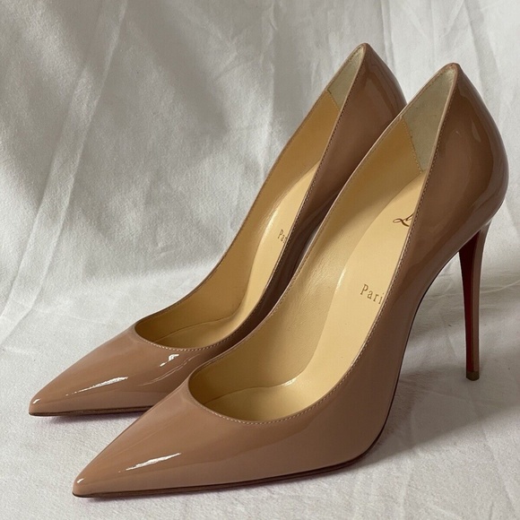 NEW IN BOX Christian Loubutin Kate 100 patent nude Size EU 39 / US 9 Retail $795 - Picture 3 of 12